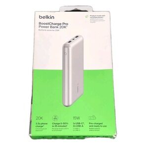 Nn8N Belkin BoostCharge Pro Power Bank 20K Portable Battery Charger 15W - Silver